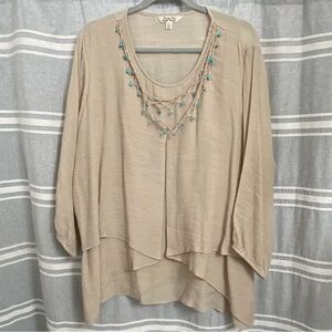 KRAZY KAT / Boho Layered 3/4 Sleeve Blouse Size XXL